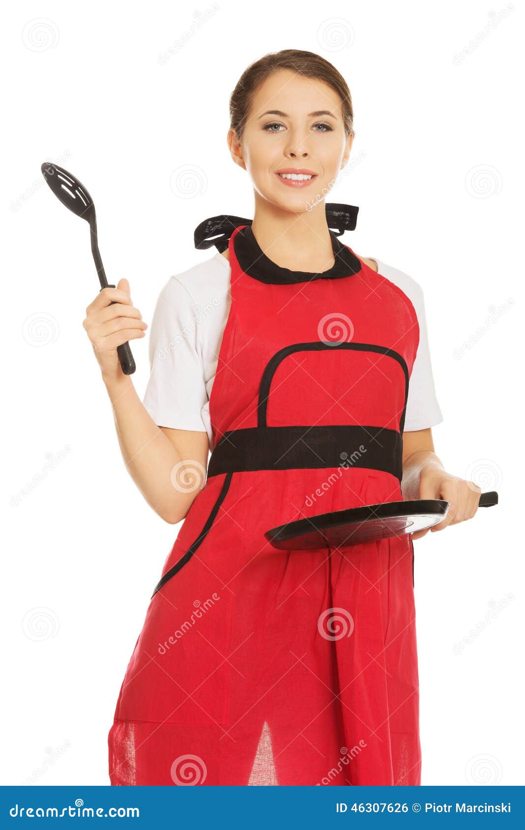 Woman wearing apron stock photo. Image of woman, fried 46307626