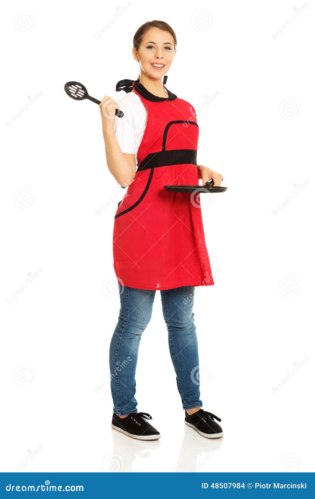 Woman wearing apron stock photo. Image of apron, happy 48507984