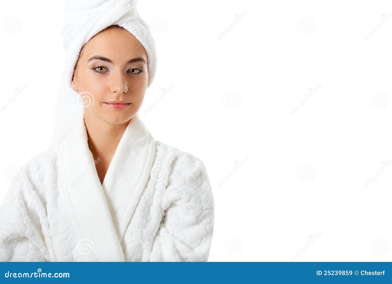 Woman wearing bathrobe stock image. Image of attractive 25239859