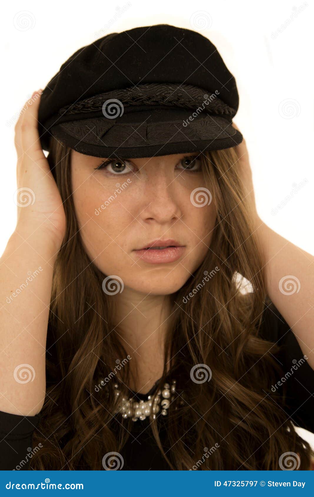 Woman Wearing Black Hat with a Somber Look Stock Image - Image of fresh ...