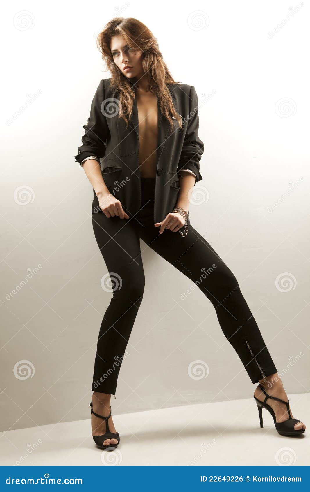 Woman Wearing Black Jacket With Chains Stock Photo - Image Woman Wearing Black Jacket With Chains Stock Photo - Image