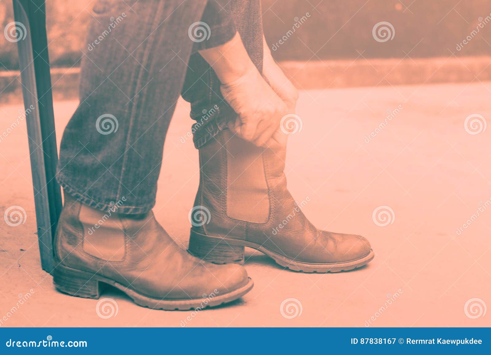 Woman wearing a boots. stock image. Image of leather 87838167