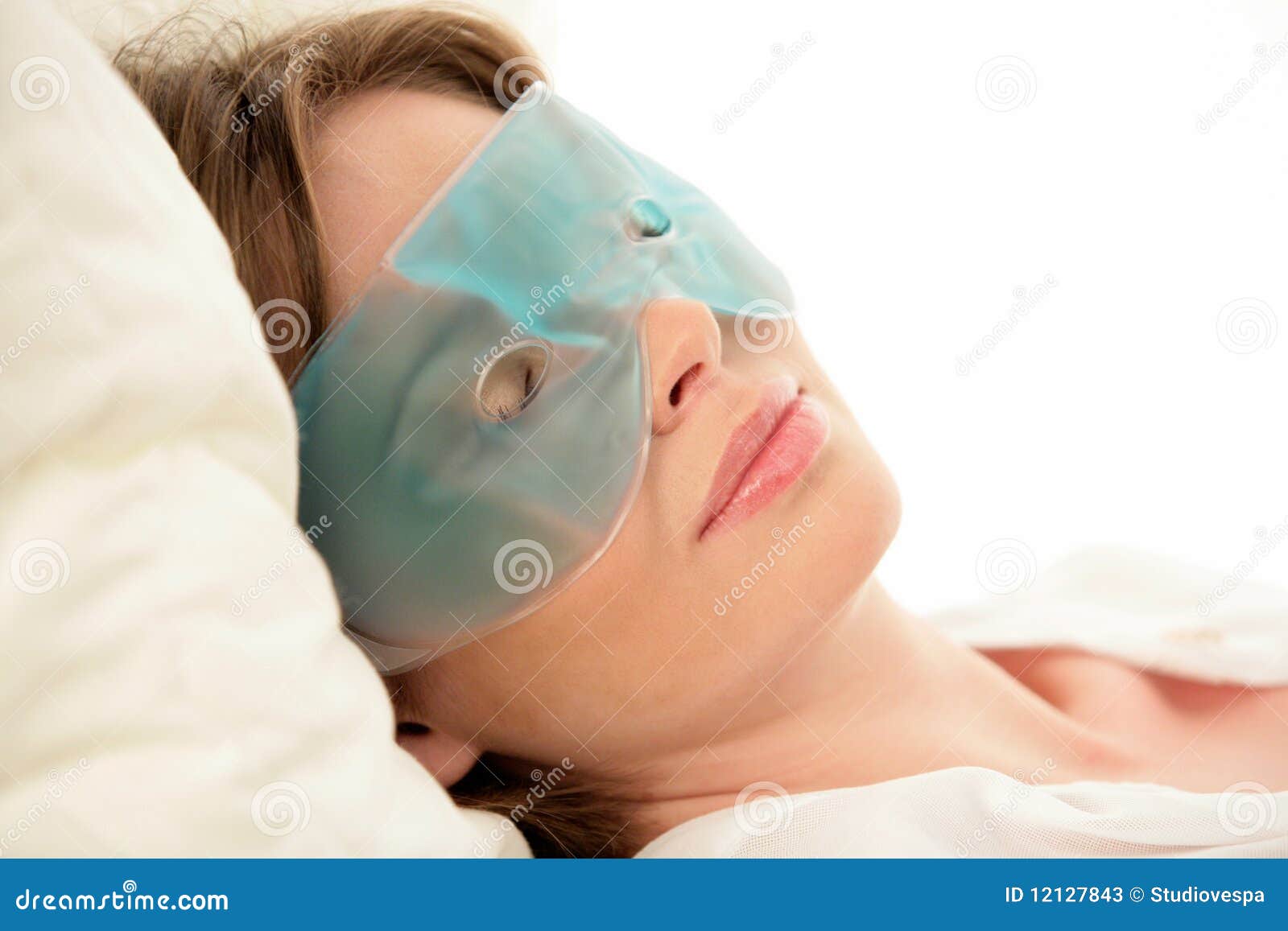 Woman wearing eye mask stock image. Image of frozen, adult 12127843