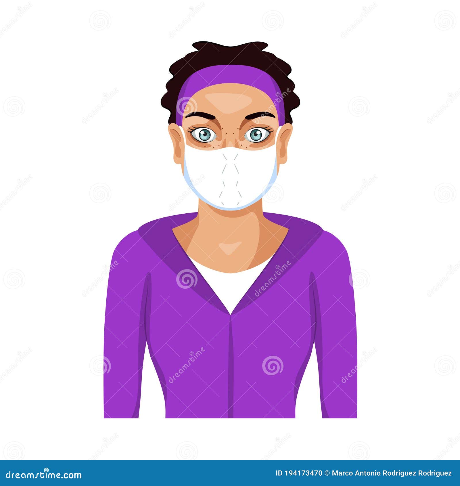 Woman wearing a face mask stock vector. Illustration of covid19 194173470