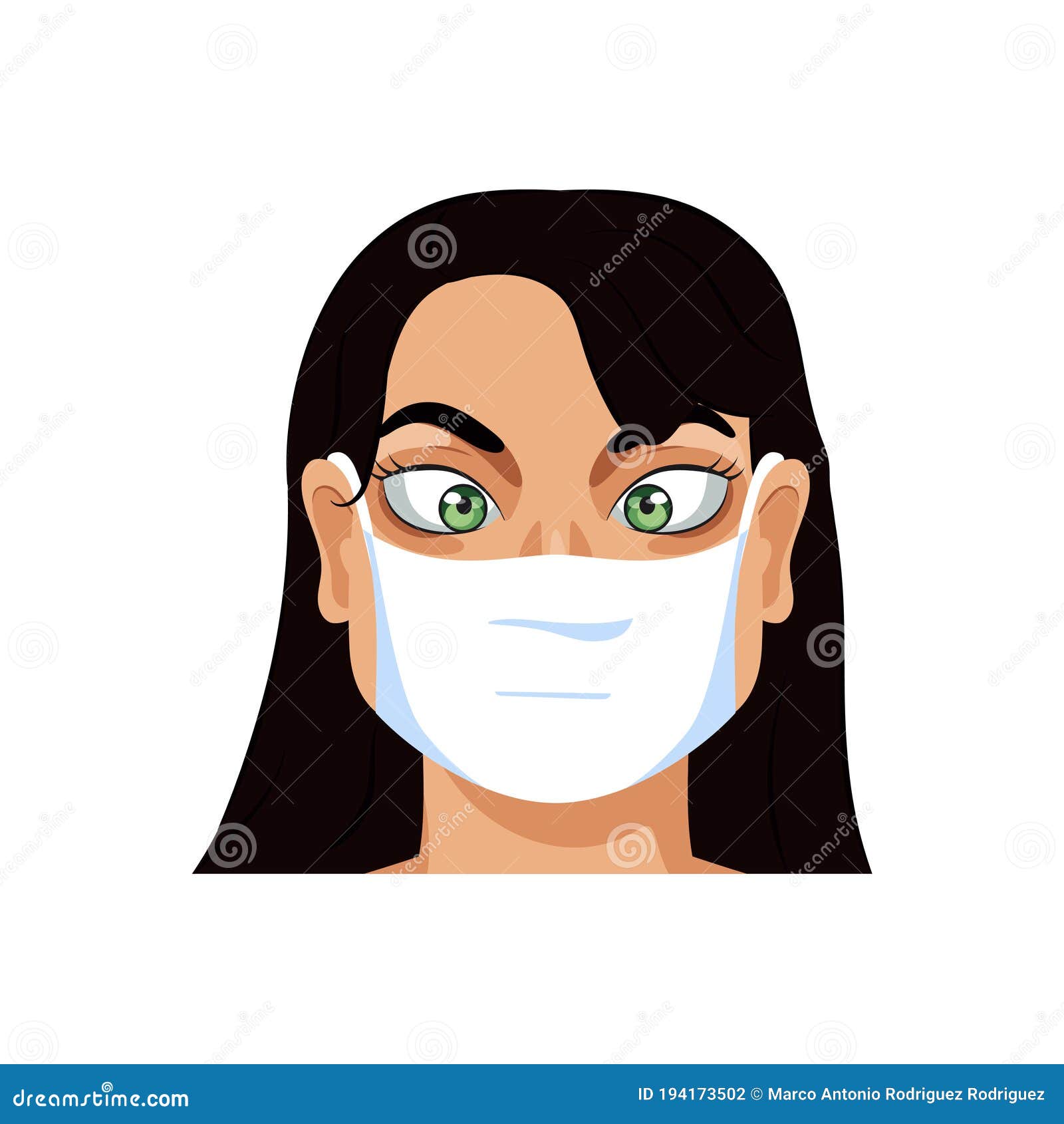 Woman wearing a face mask stock vector. Illustration of protection