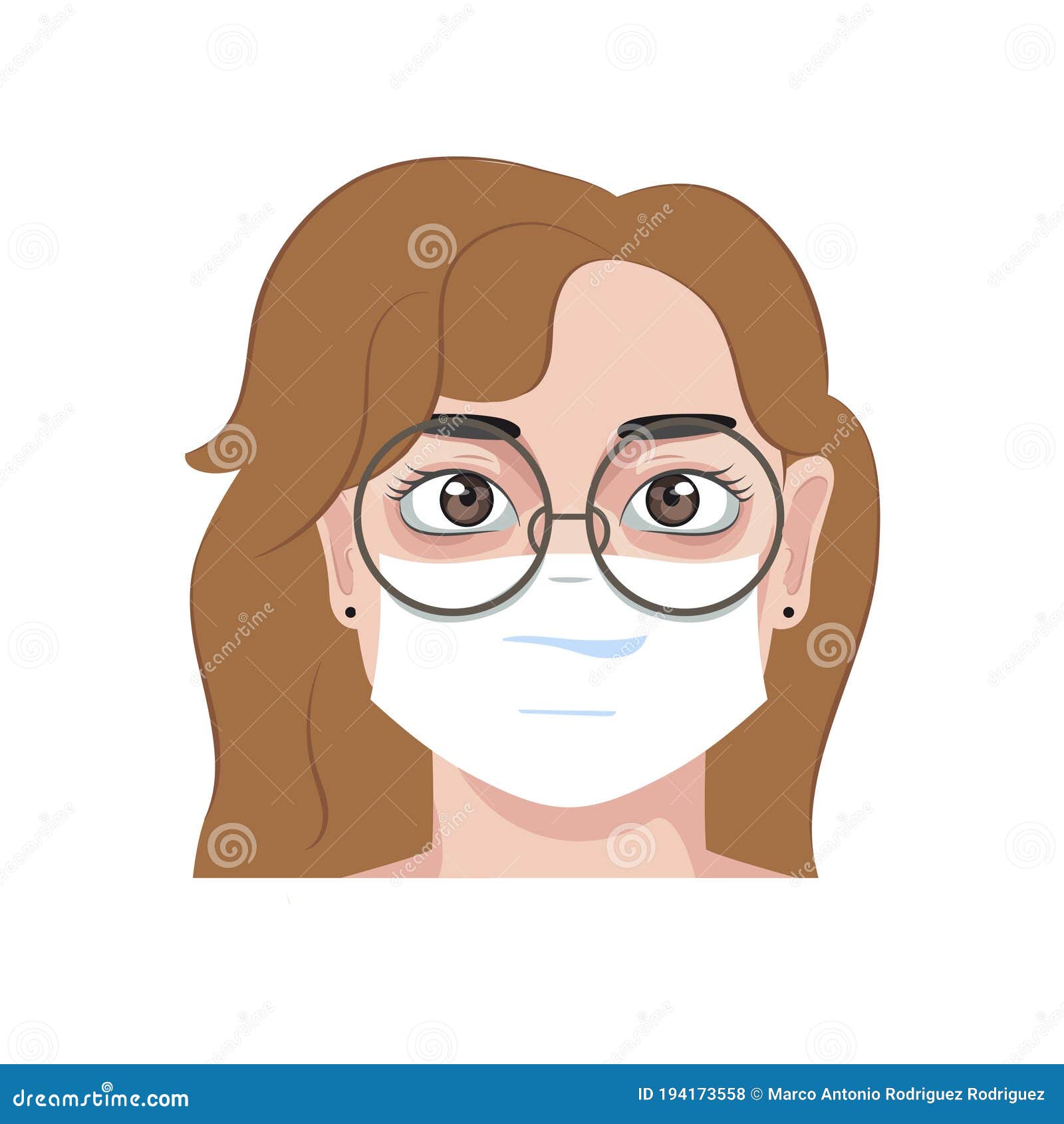 Woman wearing a face mask stock vector. Illustration of female 194173558