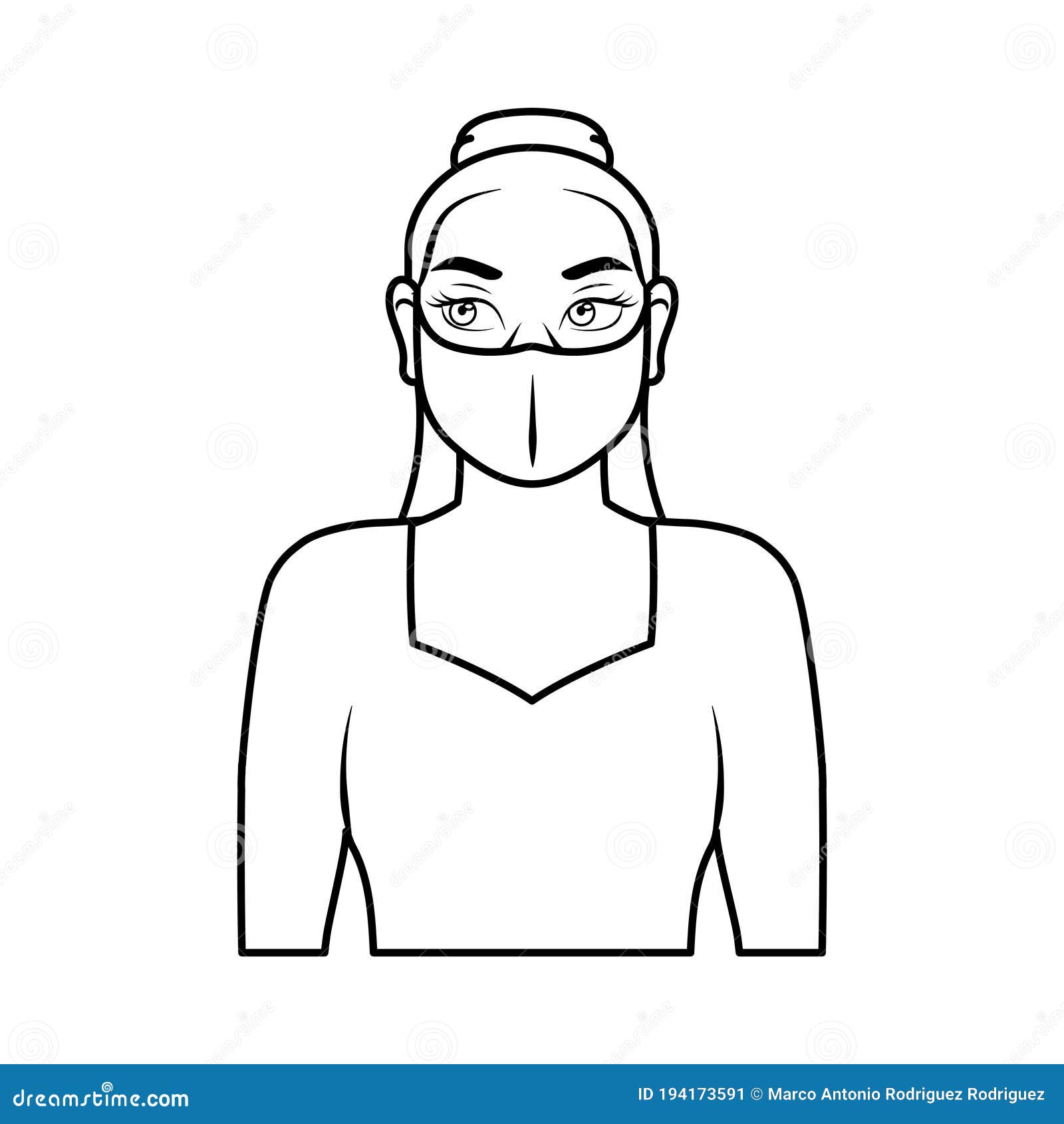 Woman wearing a face mask stock vector. Illustration of clipart 194173591