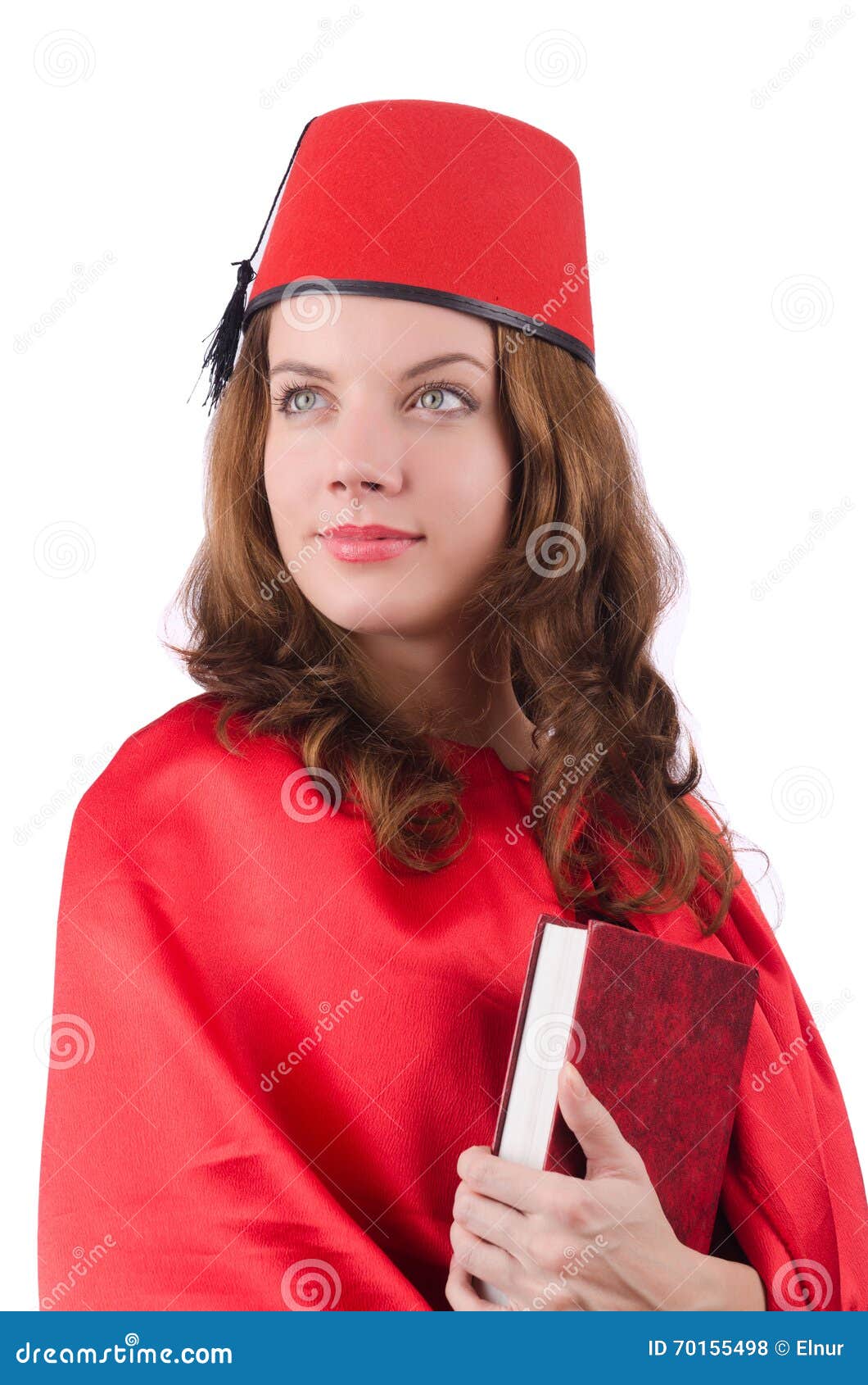 The Woman Wearing Fez Hat Isolated on White Stock Photo Image of