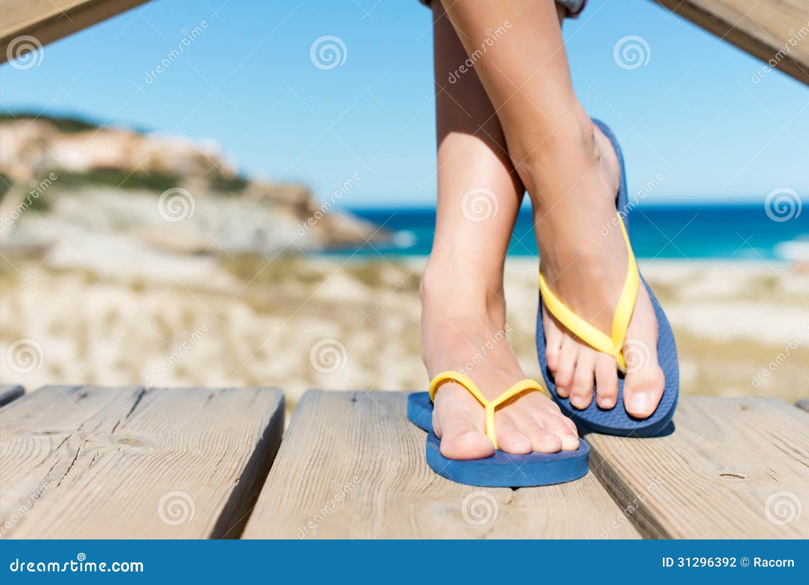 woman wearing slippers