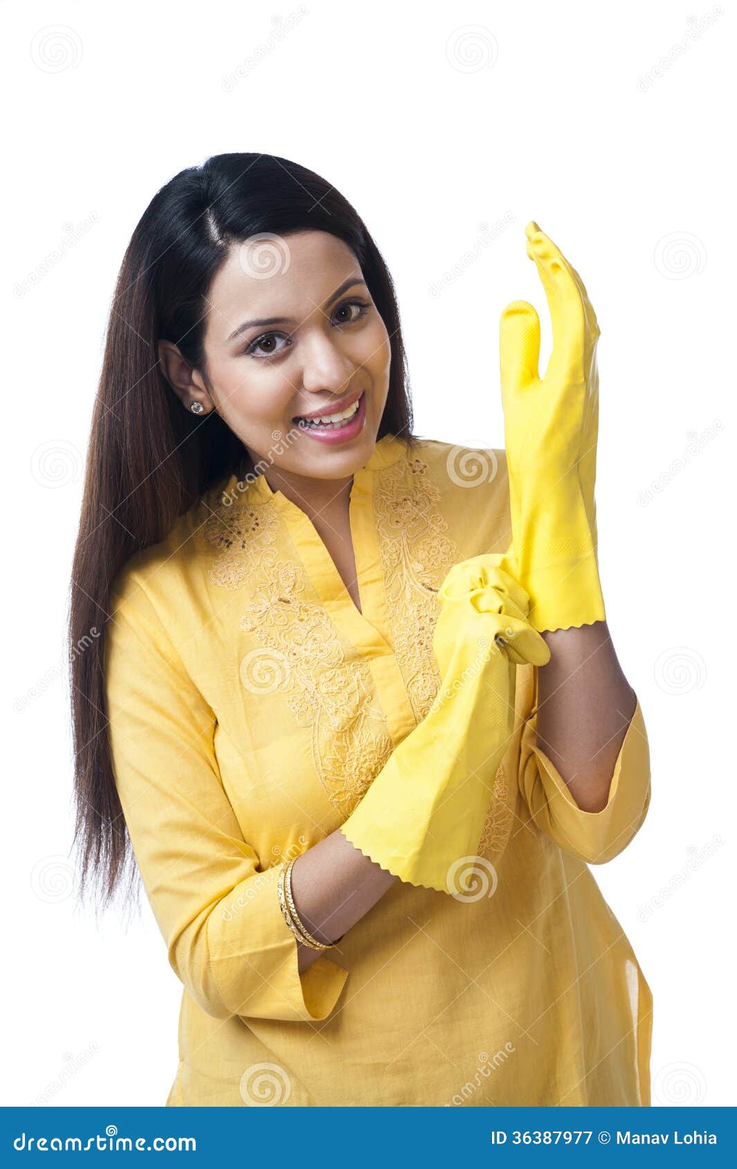 Woman wearing gloves stock image. Image of glove, front 36387977