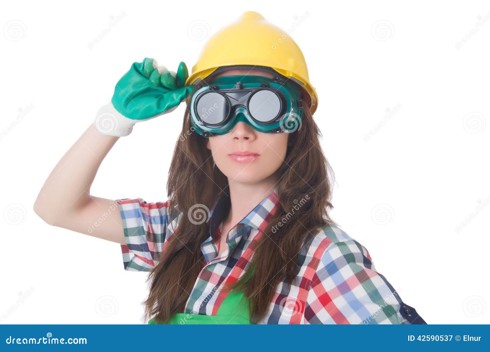 Woman wearing goggles stock image. Image of glasses, engineering 42590537