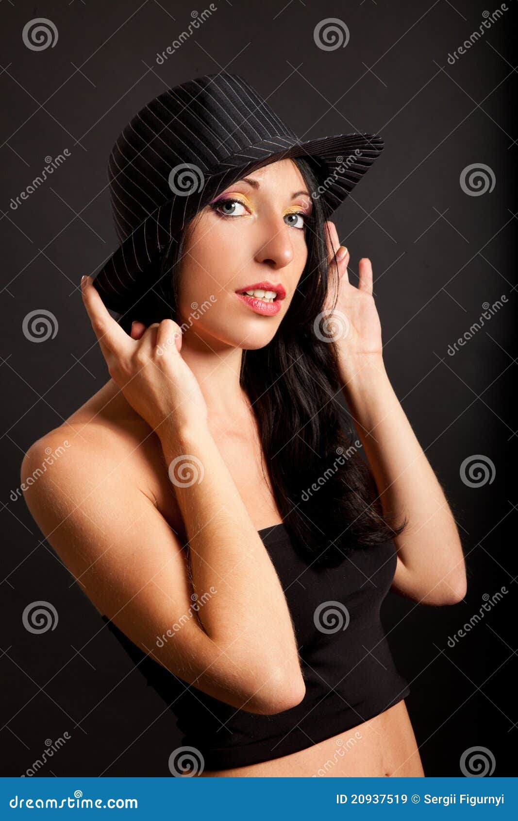 Woman wearing a hat stock image. Image of blue 20937519