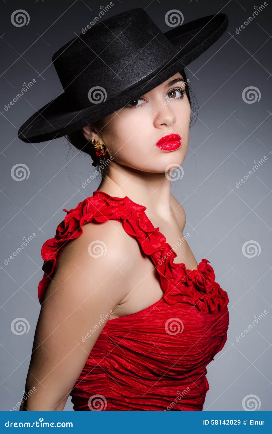 Woman wearing hat stock image. Image of excited, character 58142029