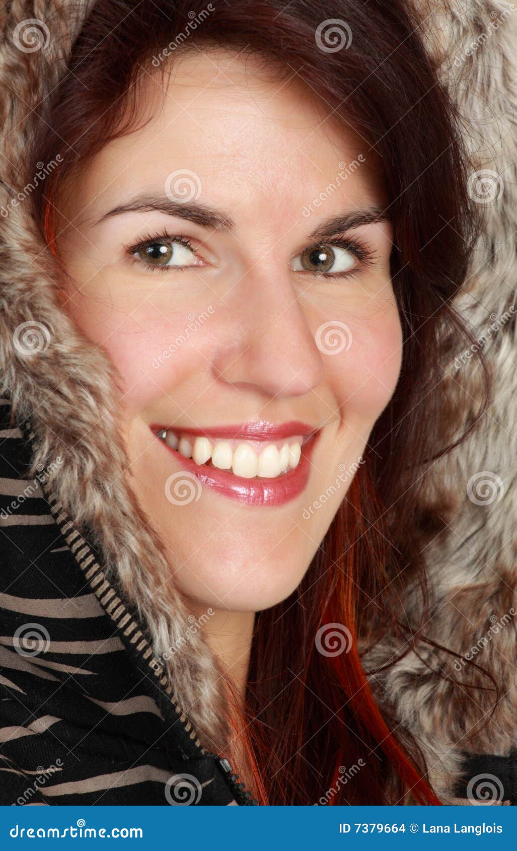 Woman wearing hood coat stock photo. Image of female, portrait 7379664