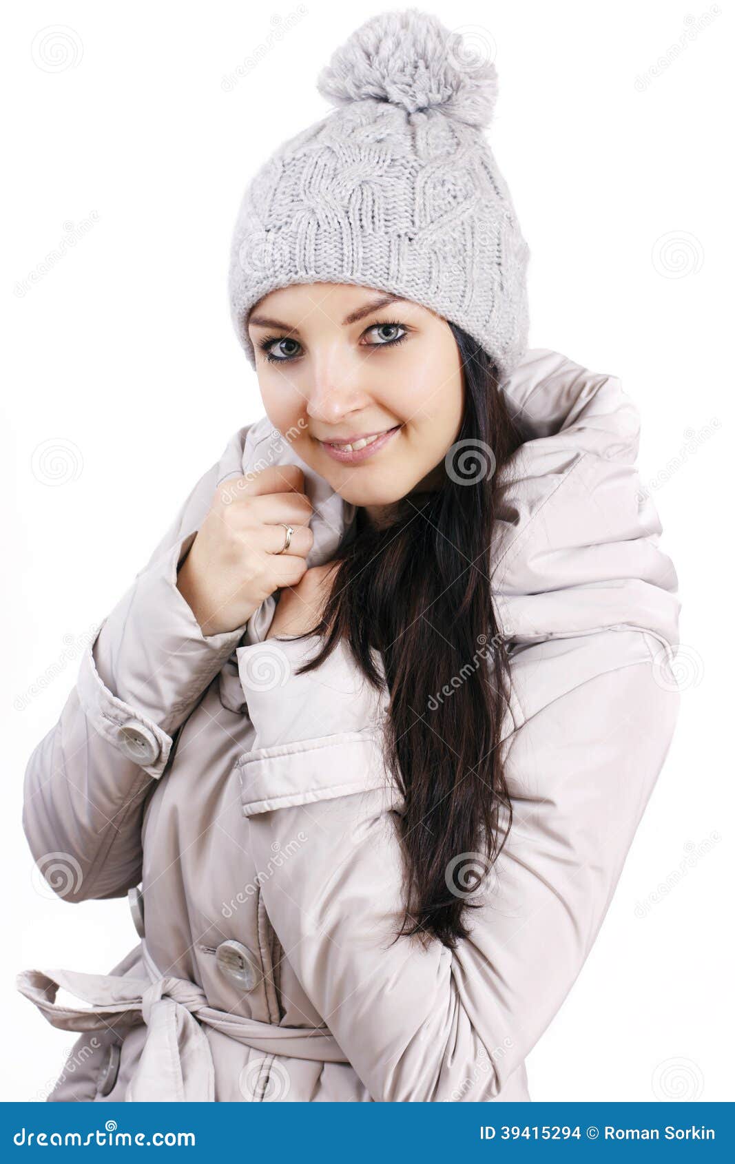 Woman Wearing Jacket and Cap Stock Photo - Image of hair, elegant: 39415294