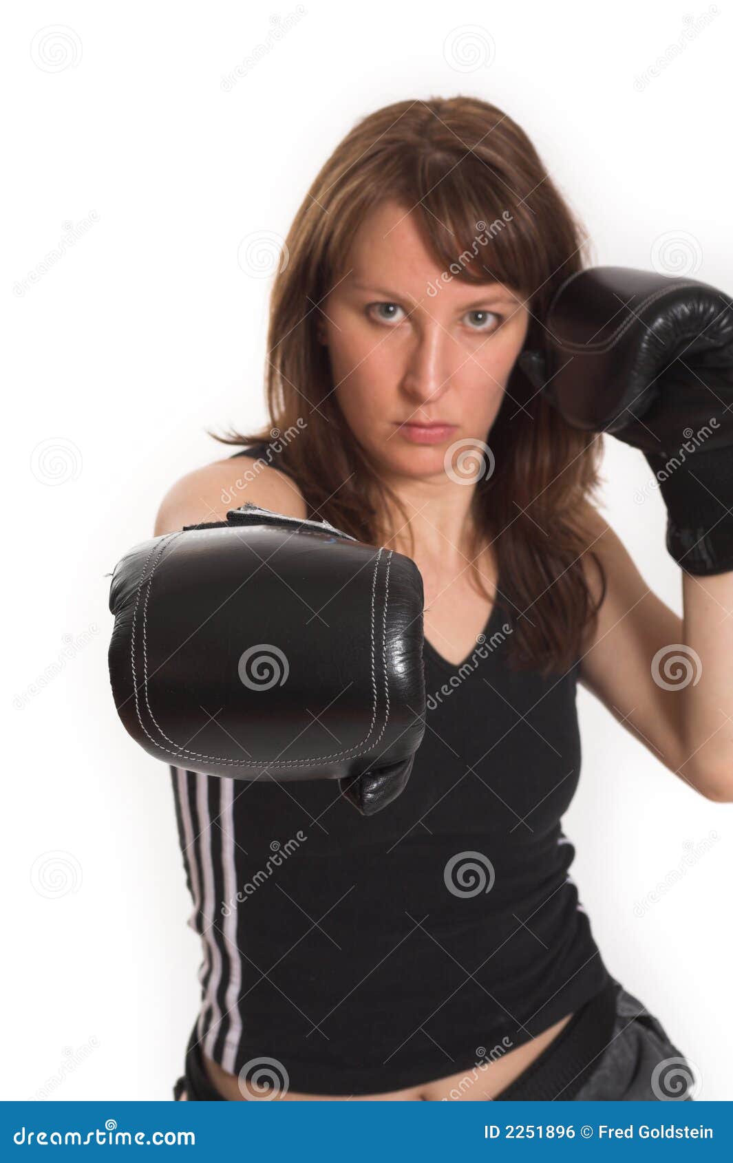 Woman Wearing Karate Gloves Stock Photo Image of defense, power 2251896