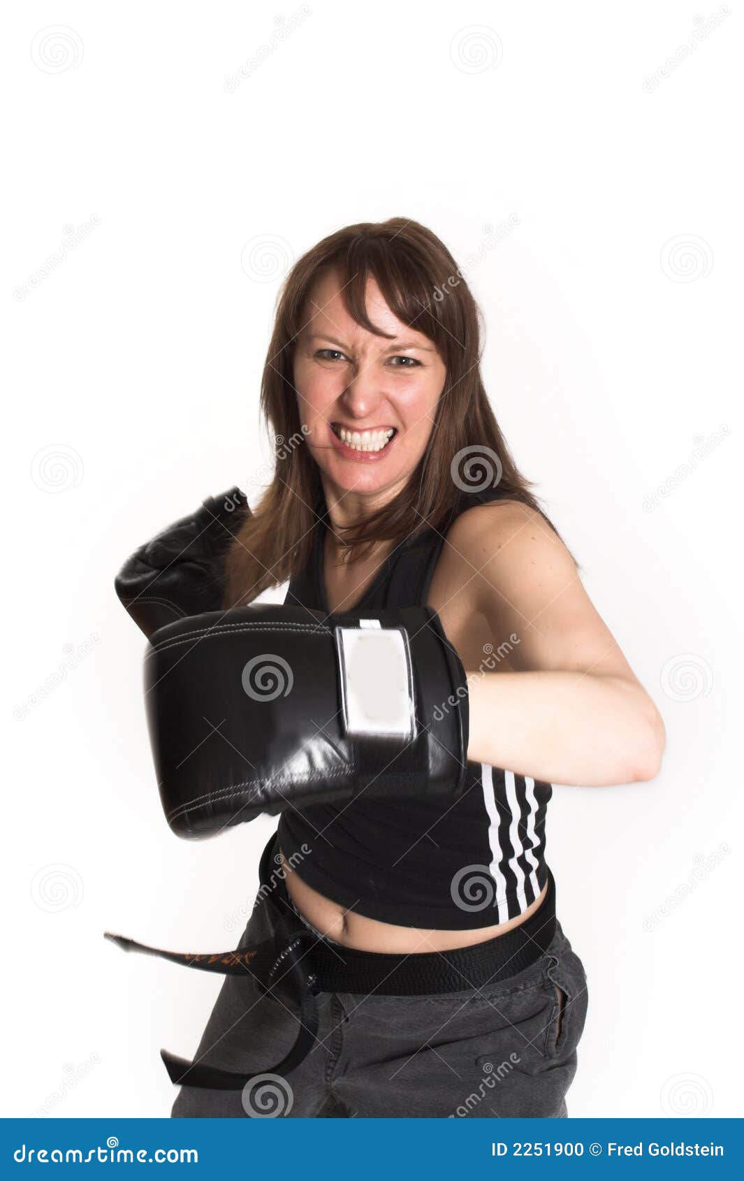 Woman Wearing Karate Gloves Stock Photo Image of smiling, overwhite