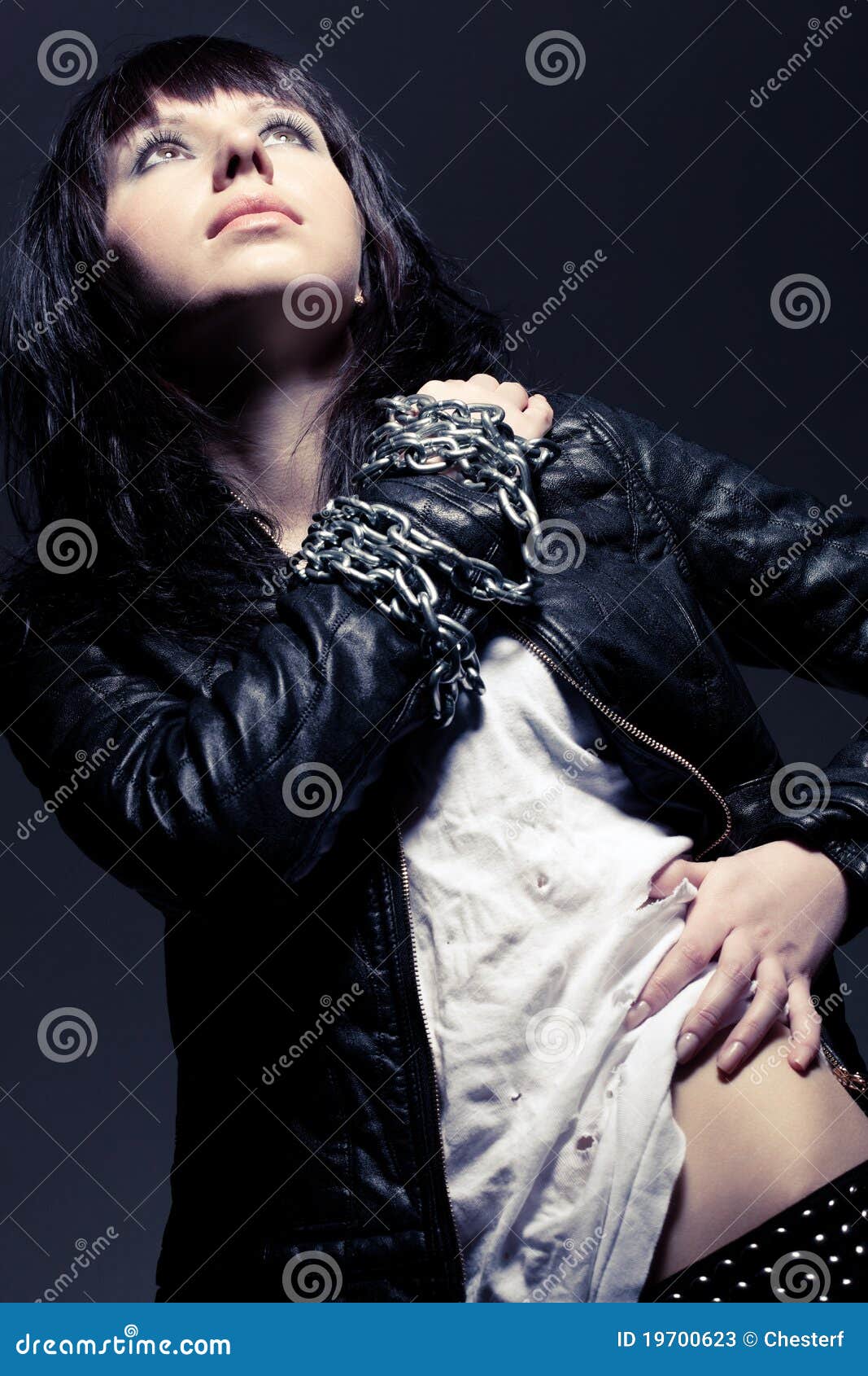 Woman Wearing Leather Jacket Stock Image - Image of posing, beautiful ...