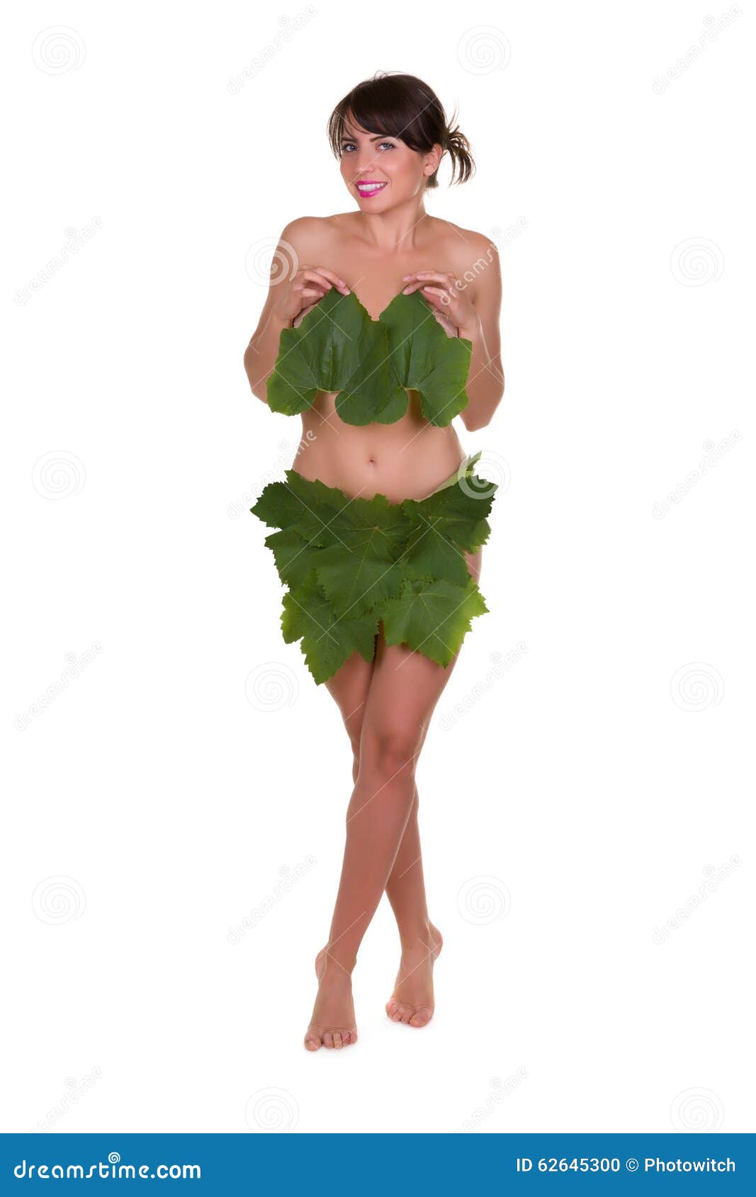 Woman wearing leaves stock photo. Image of attractive - 62645300