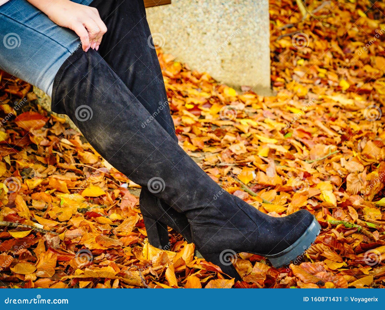 Woman Wearing Black Knee High Boots Stock Image - Image of long, boots ...