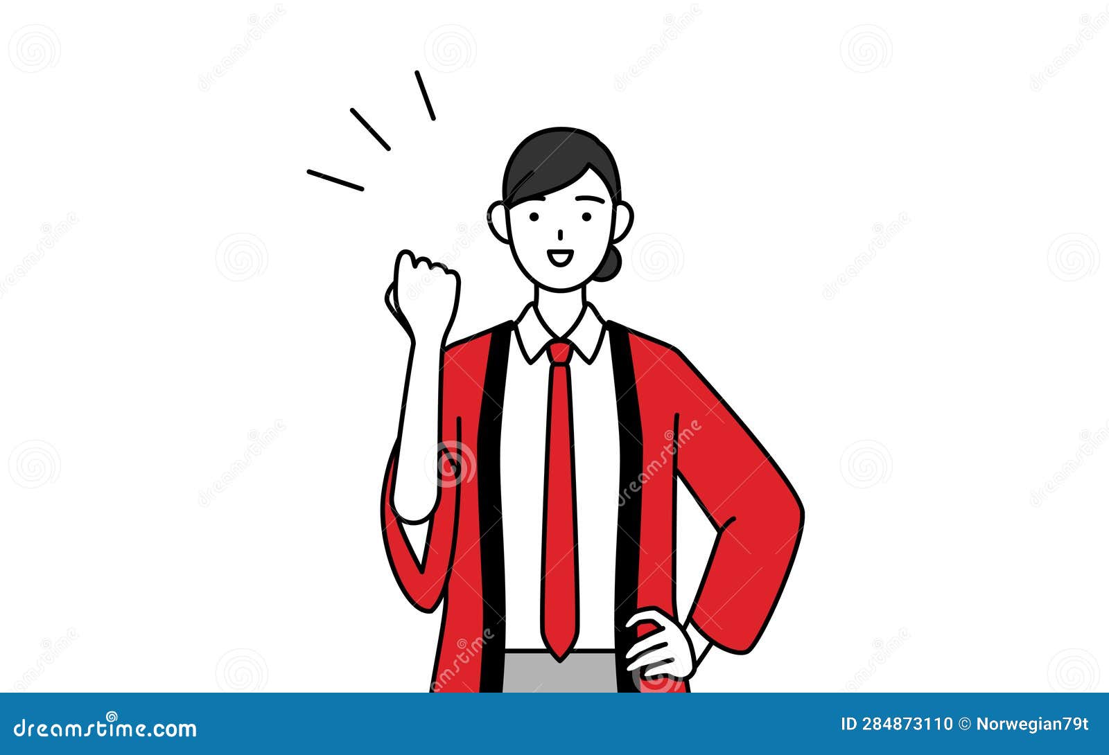 Woman Wearing a Red Happi Coat Posing with Guts Stock Vector