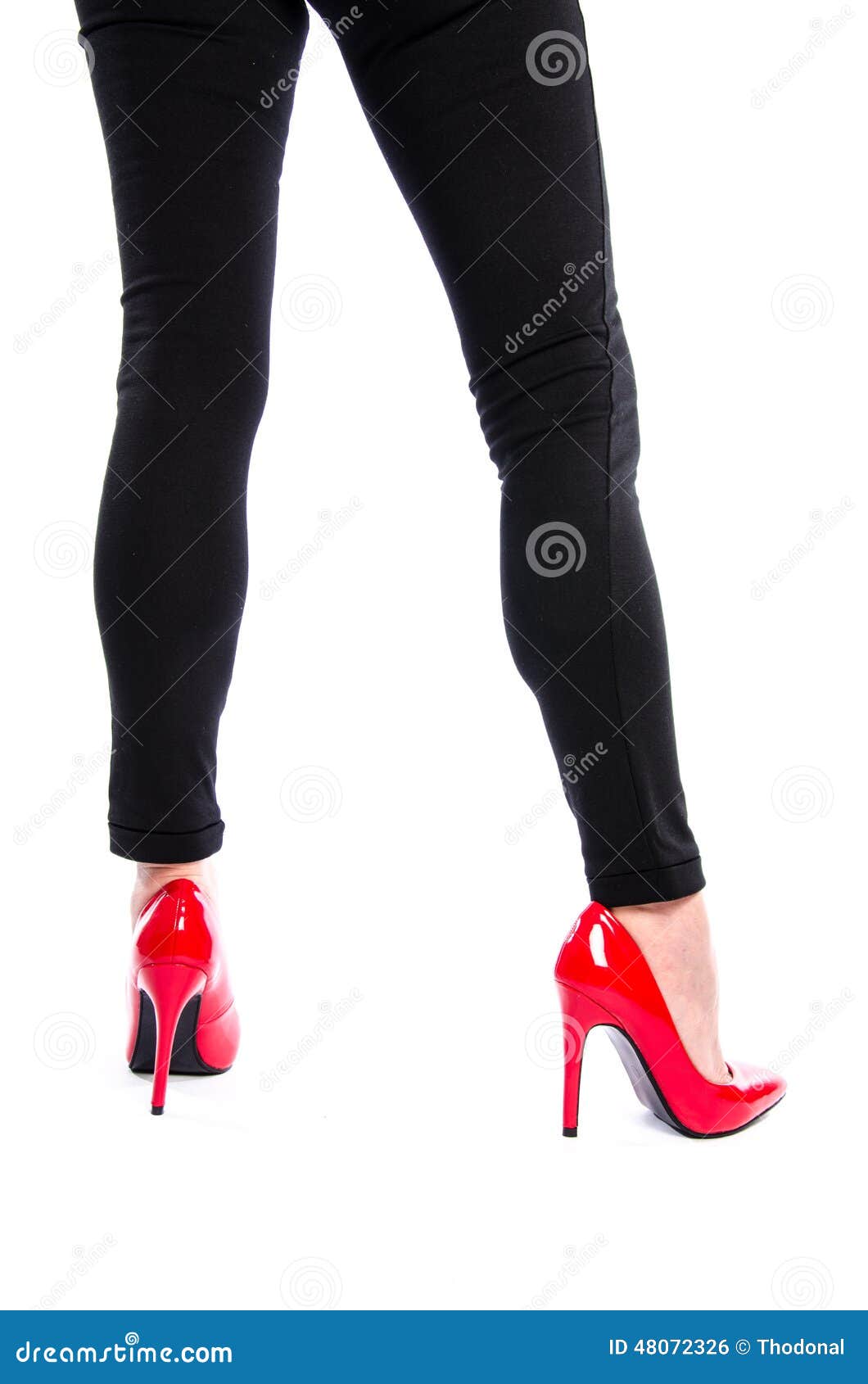 Woman Wearing Red High Heel Shoes Stock Photo - Image of legs, girl ...