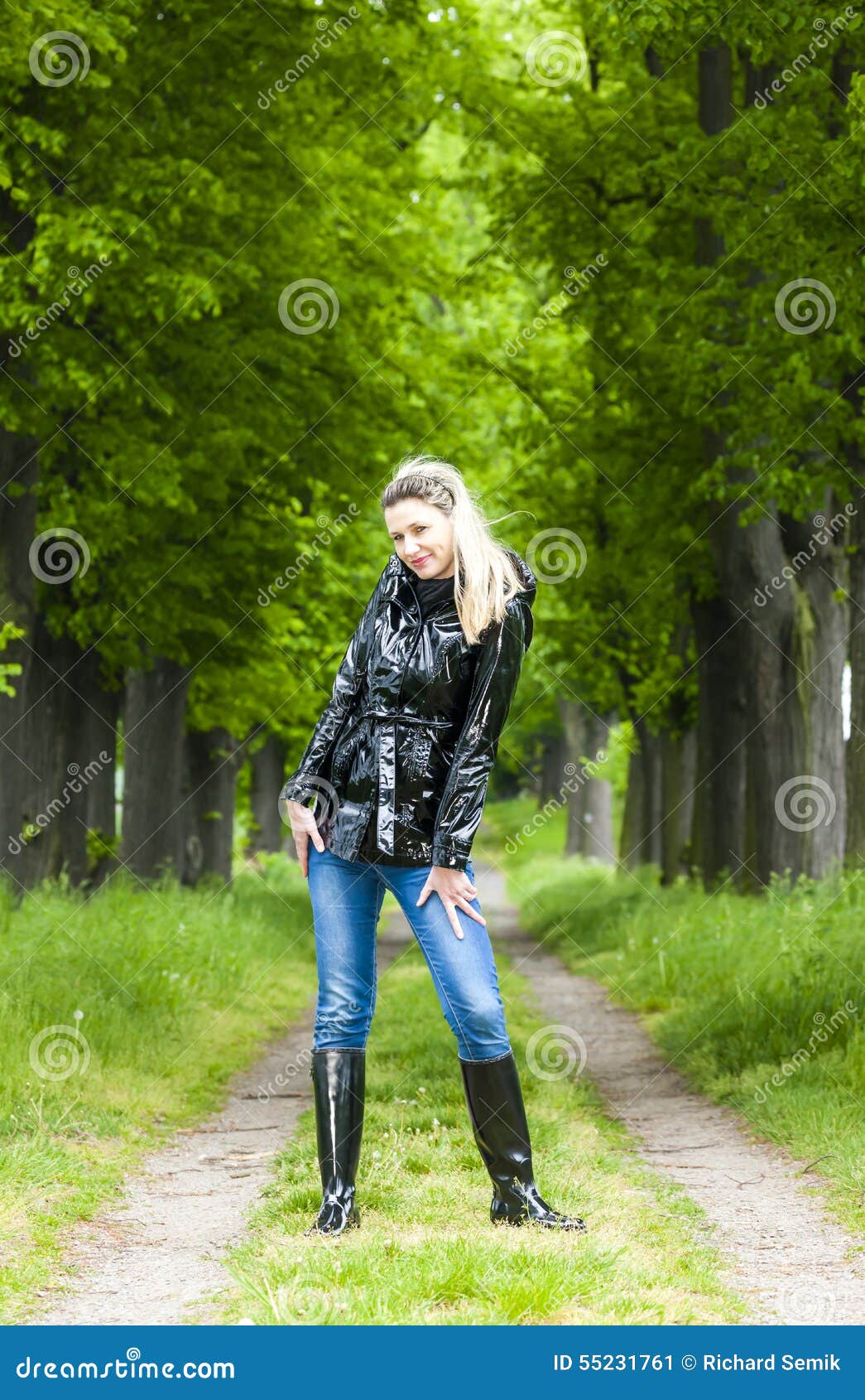 Woman wearing rubber boots stock image. Image of outside 55231761