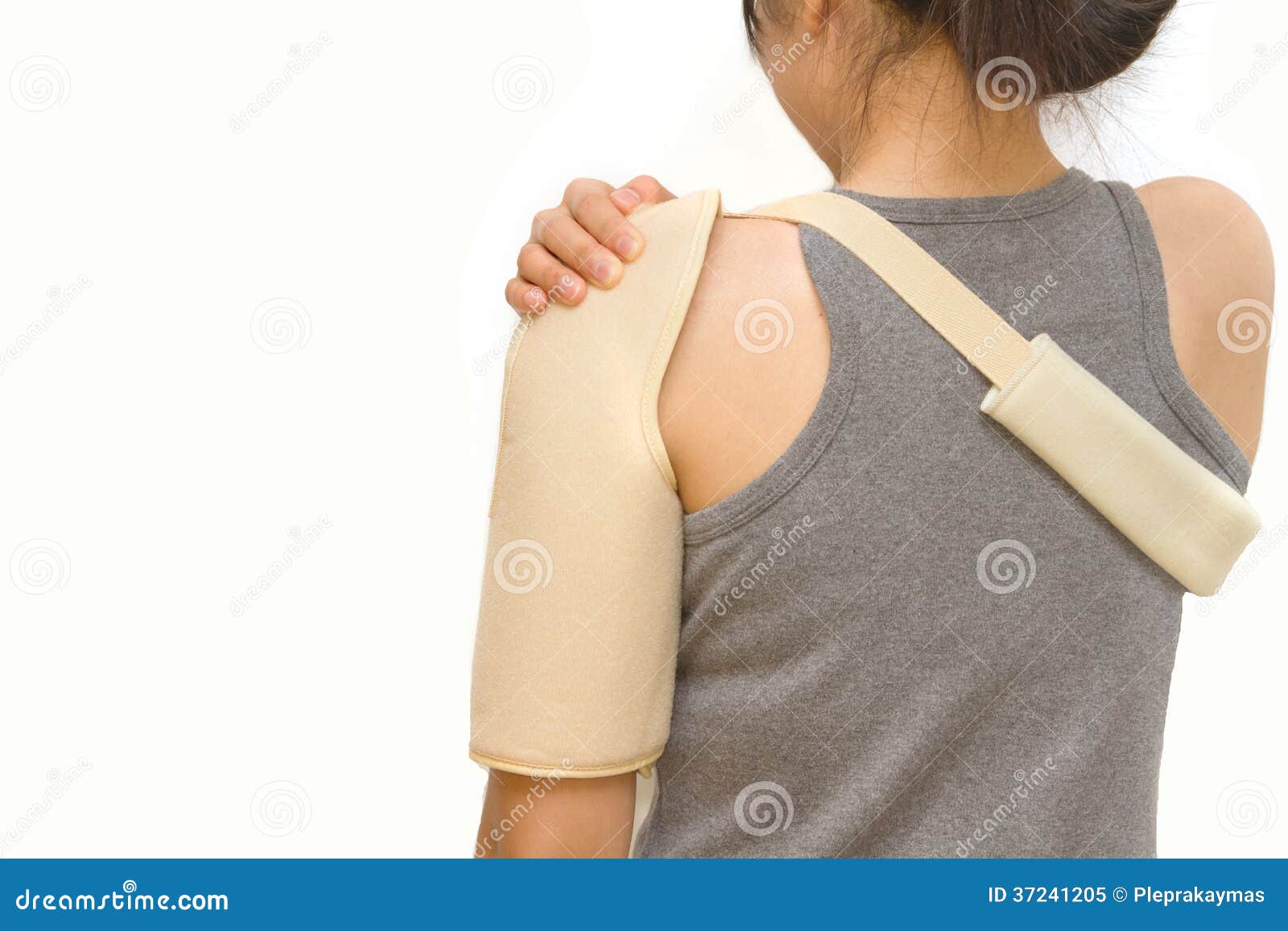 Woman Wearing a Shoulder Brace Stock Image Image of stretching