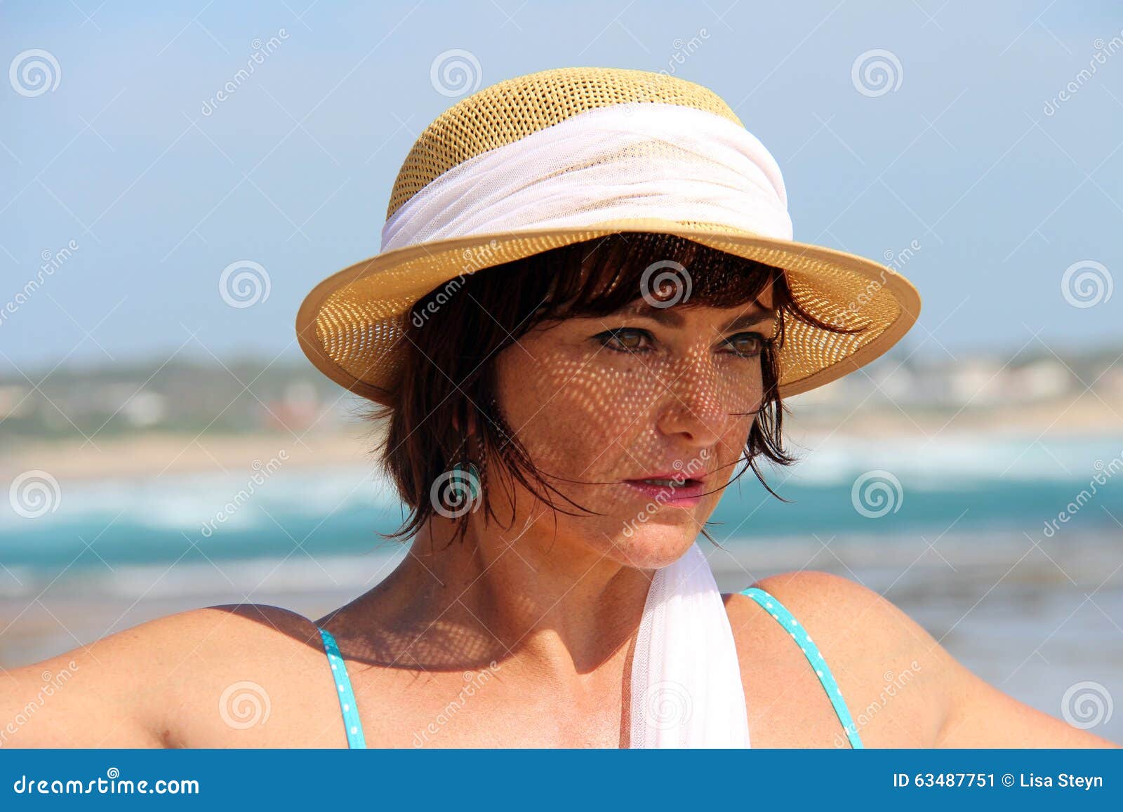 Woman Wearing A Summer Hat Stock Image Image Of Short 63487751
