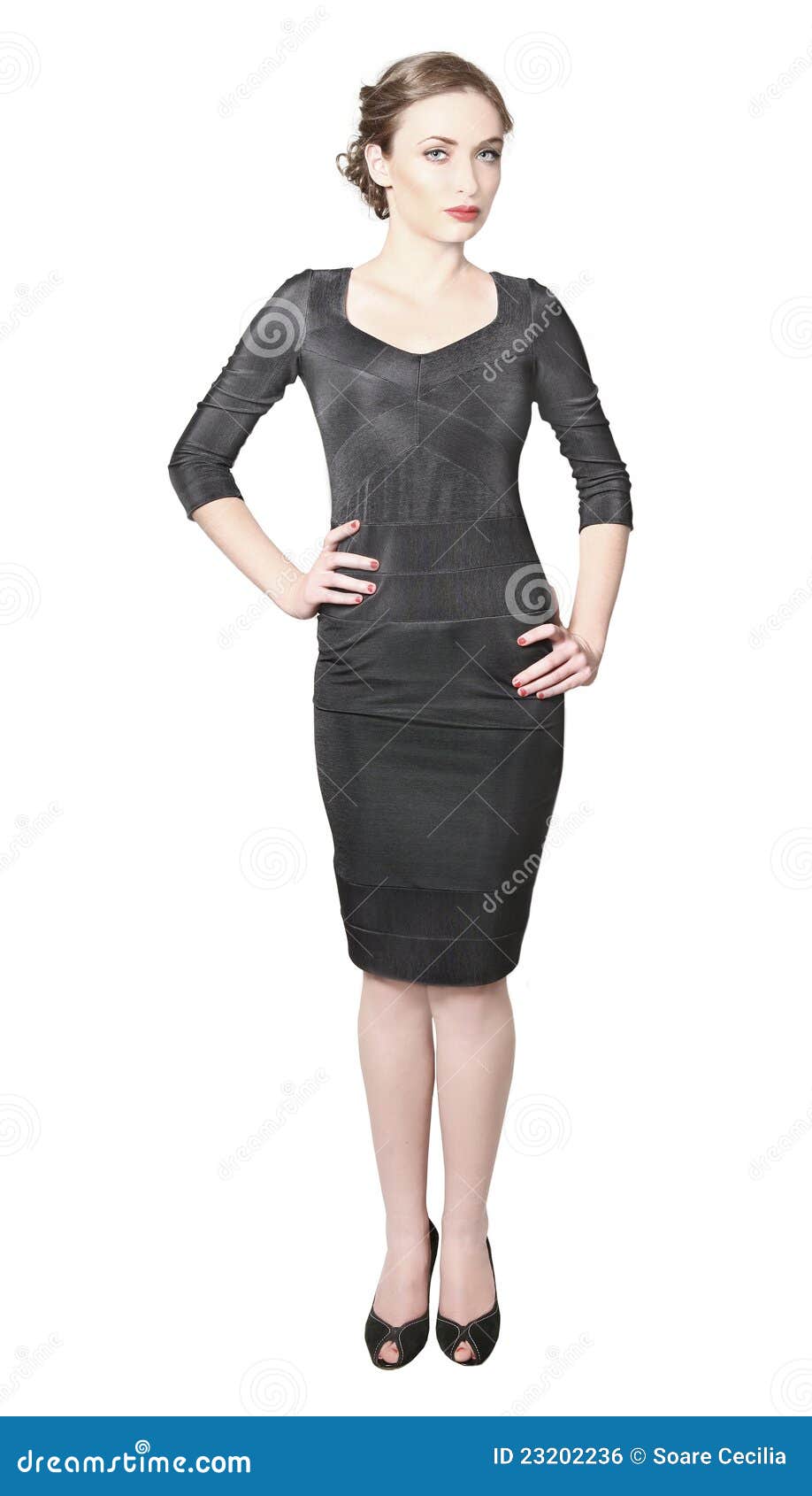 Woman Wearing Tight Black Dress Stock Photo - Image of stylish, dress ...