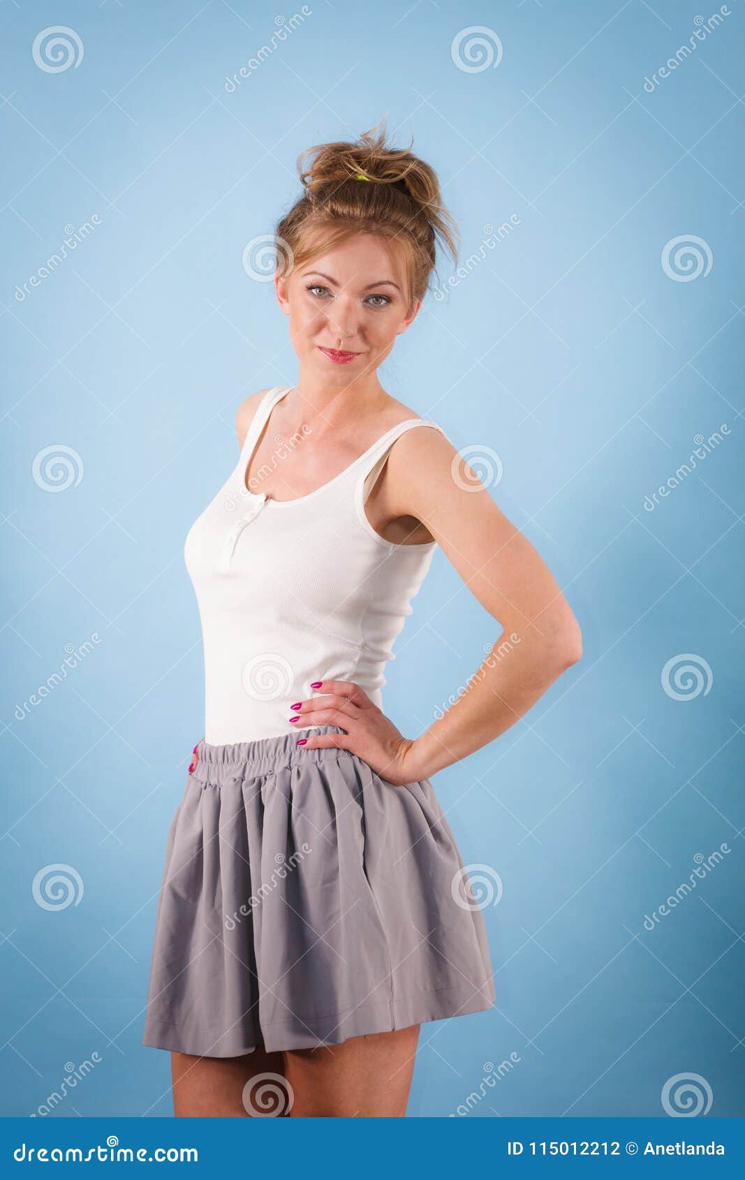 Woman Wearing Top and Skirt Stock Photo - Image of white, casual: 115012212