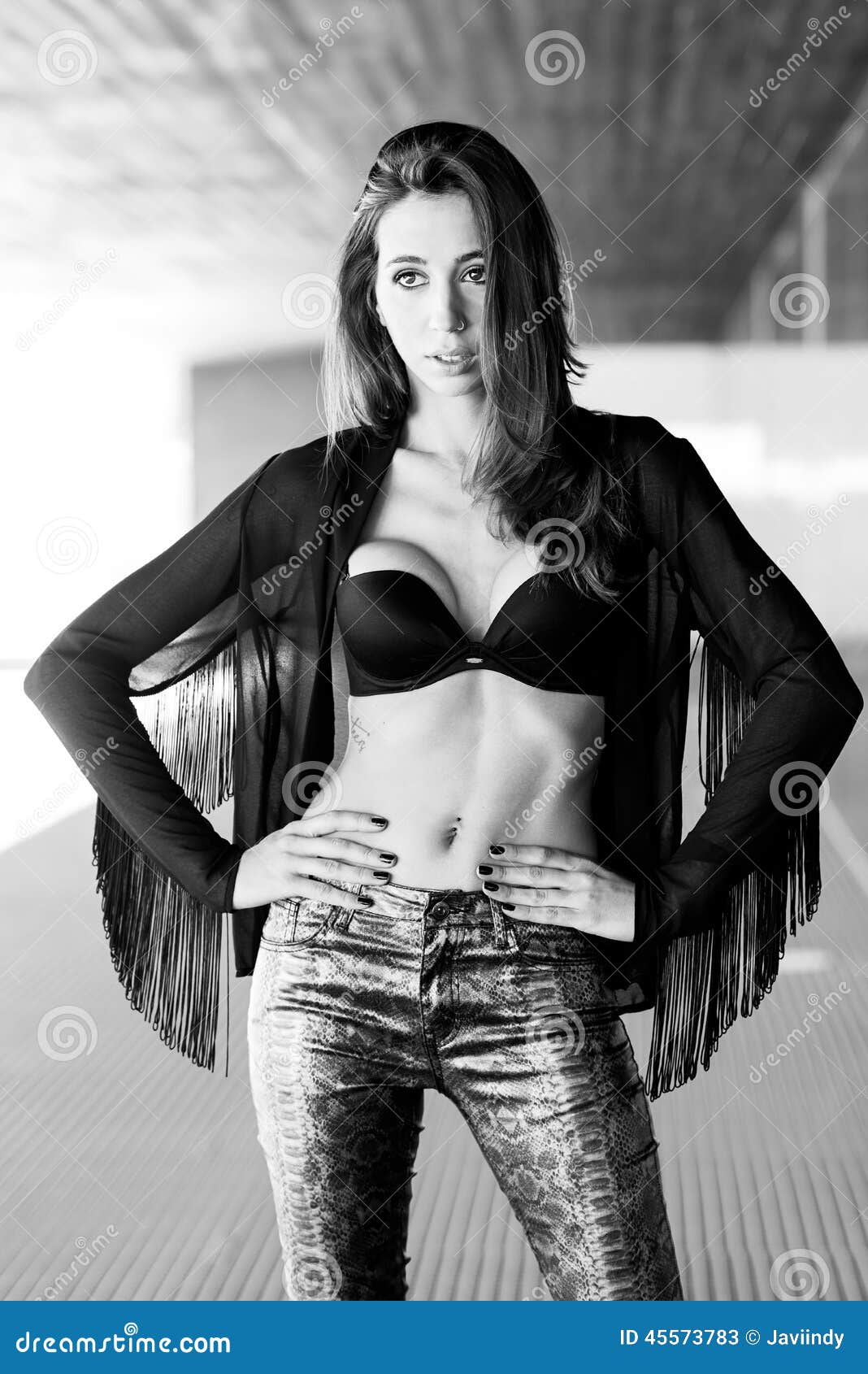 Woman Wearing Transparent Shirt and Black Bra Stock Image - Image of shirt,  pants: 45573783