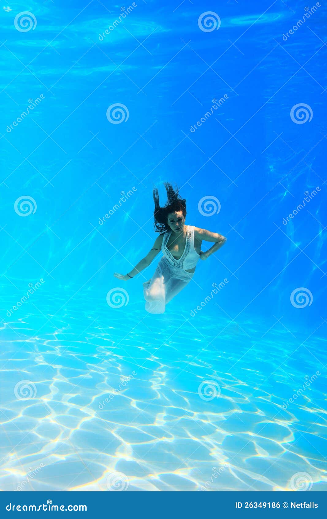 Woman Wearing a White Dress Underwater Stock Photo - Image of health ...