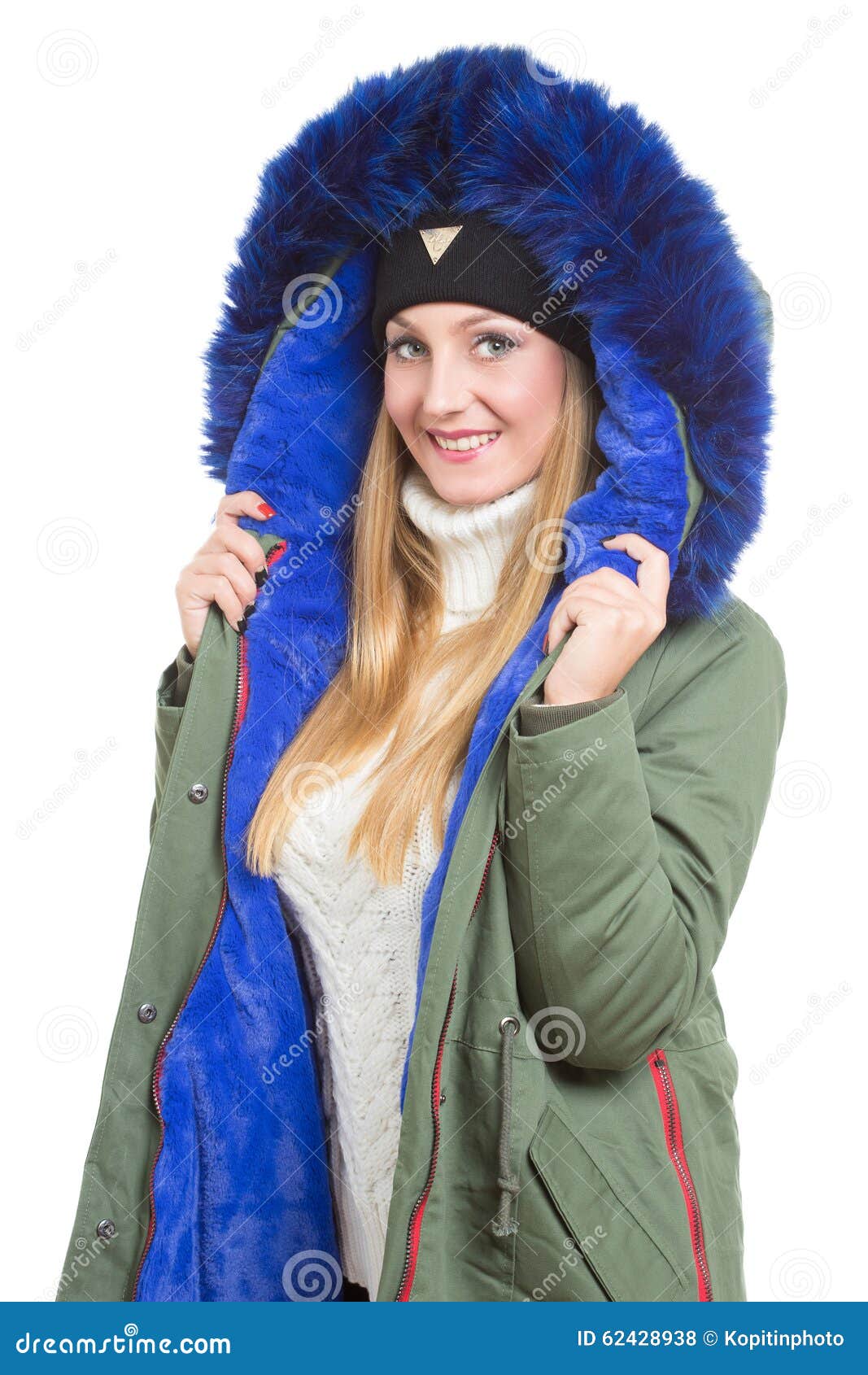 Woman Wearing Winter Jacket Scarf and Cap Stock Photo - Image of cute ...