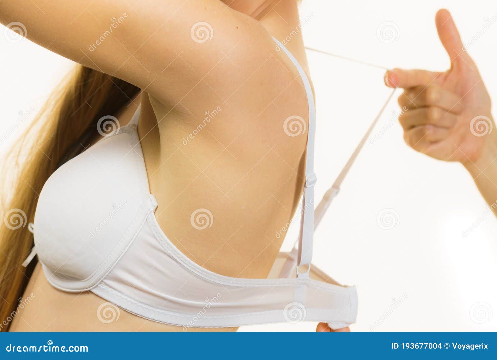 Young Slim Woman Holding Bra Strap Stock Photo 1769233070