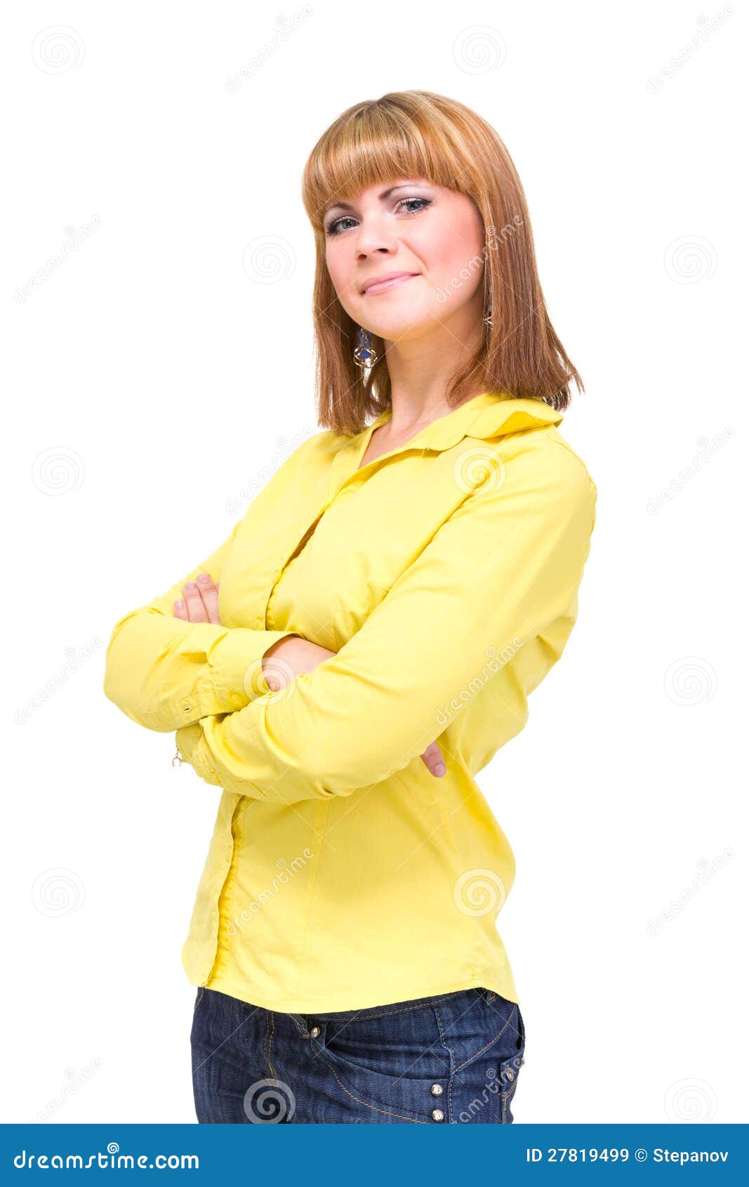 Woman Wearing a Yellow Shirt Posing Stock Image Image of romantic