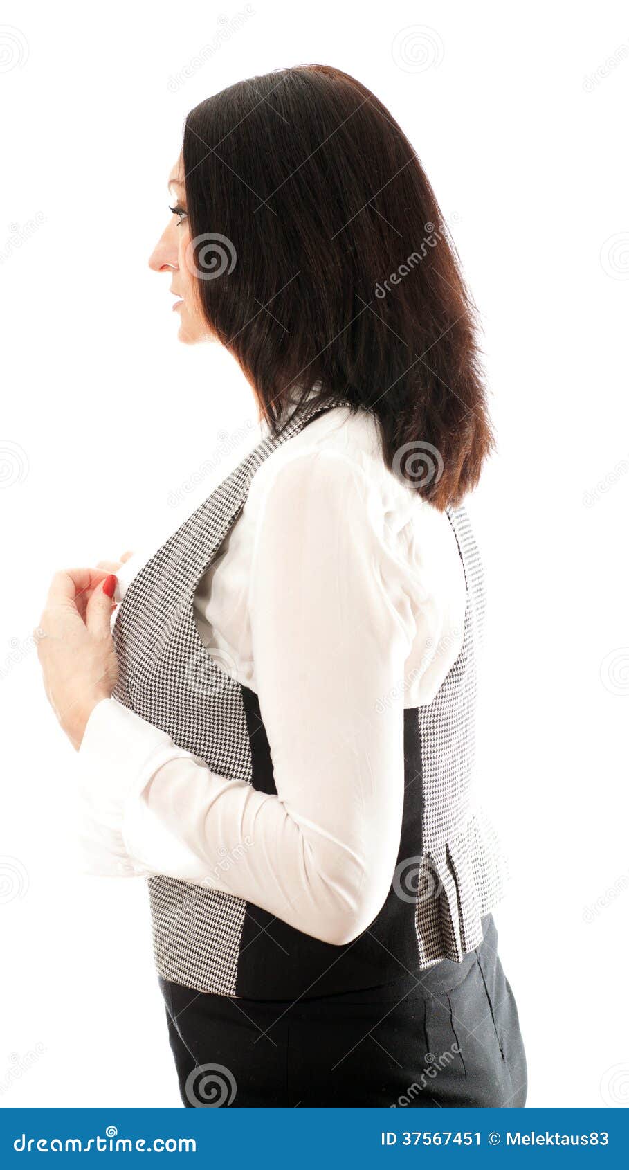 Woman wears a vest stock image. Image of casual, person 37567451