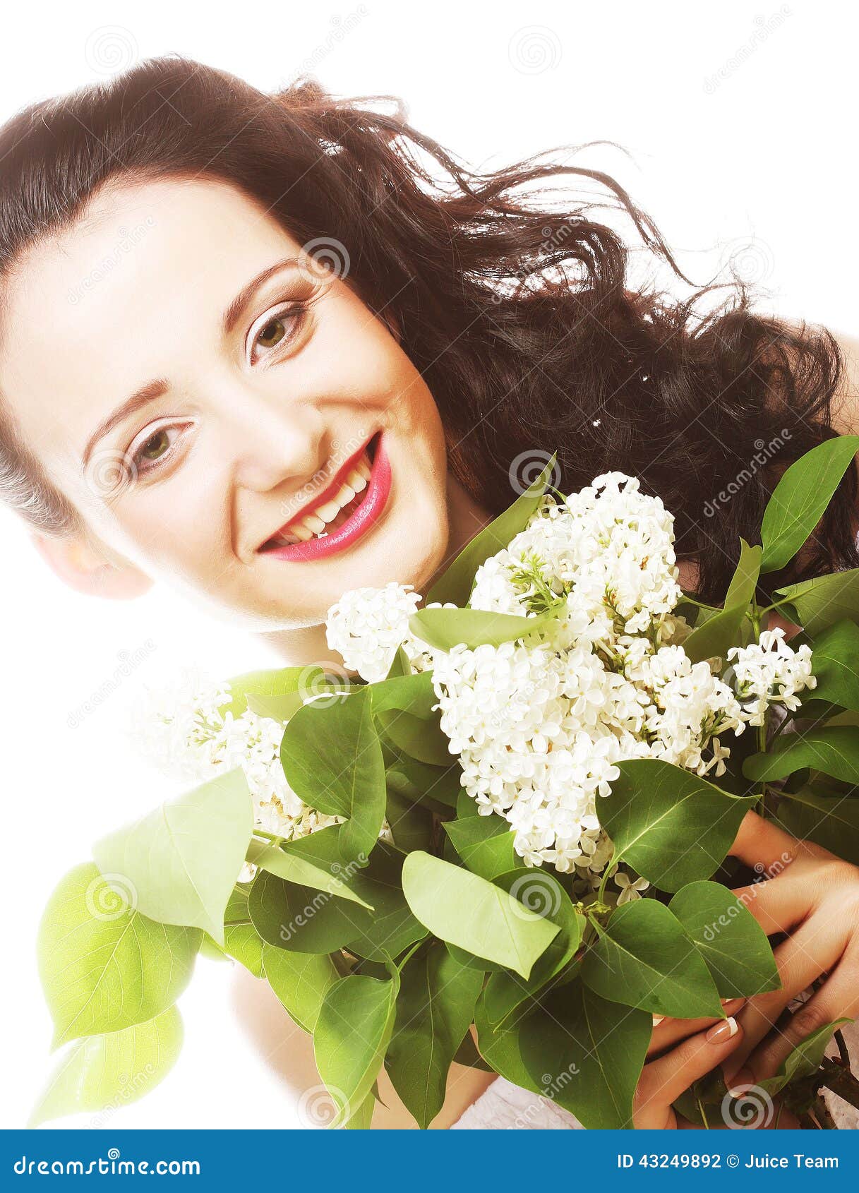 Woman with white flowers stock photo. Image of dress - 43249892
