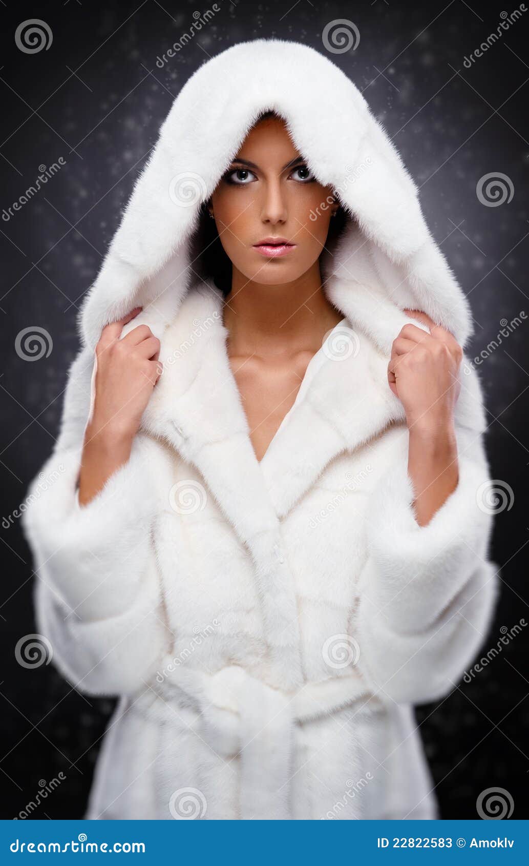 Woman in white fur coat stock image. Image of alluring - 22822583