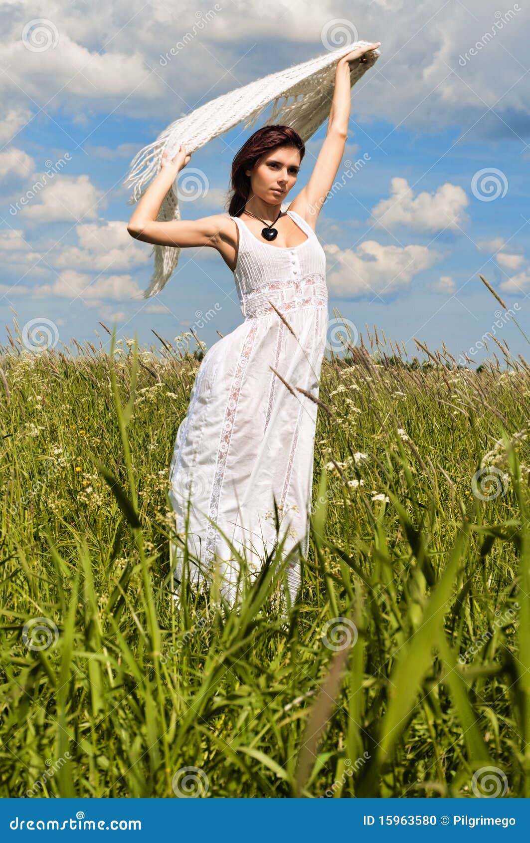 Woman with white headscarf stock photo. Image of sunlight 15963580