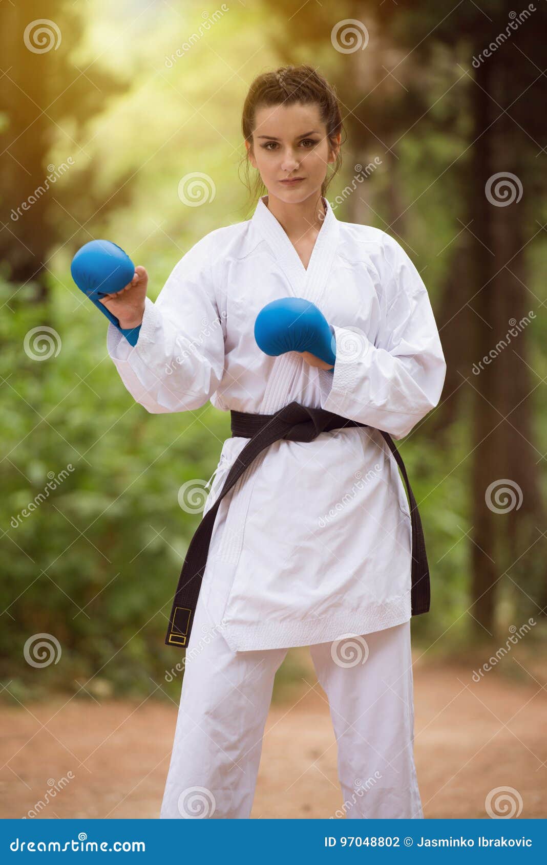 Woman in White Training Karate at Park Stock Photo - Image of lifestyle ...