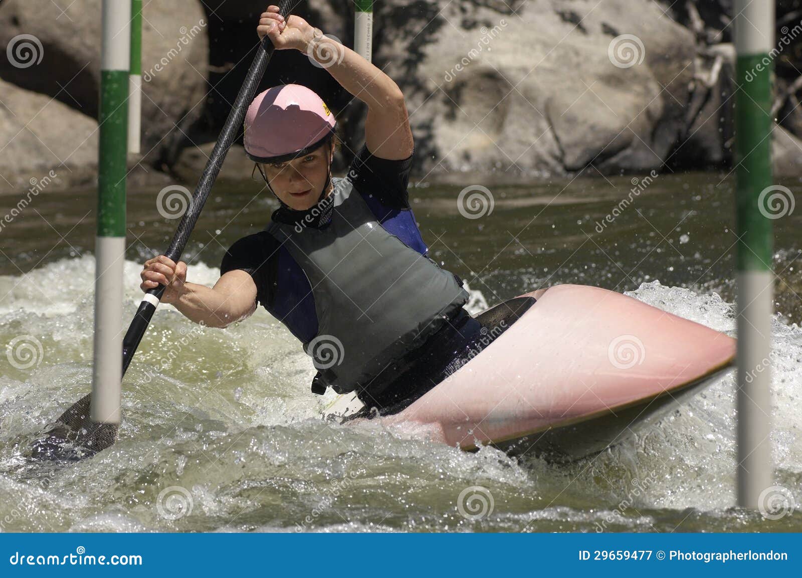 Woman Whitewater Kayaking stock image. Image of boat 29659477