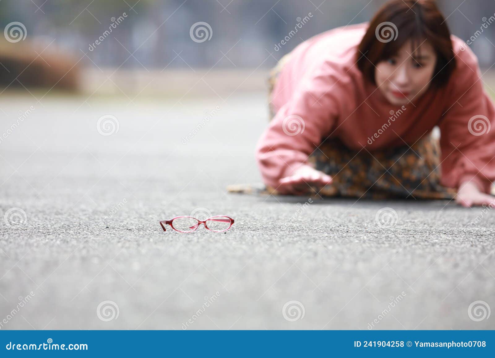 Woman Who Dropped Her Glasses Stock Photo Image of daytime, trouble