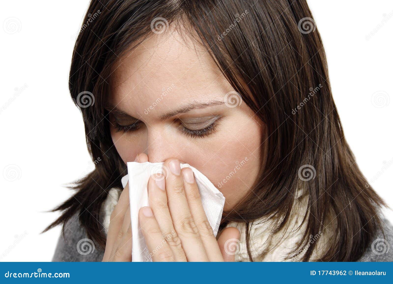 Woman who has caught cold stock photo. Image of blow 17743962
