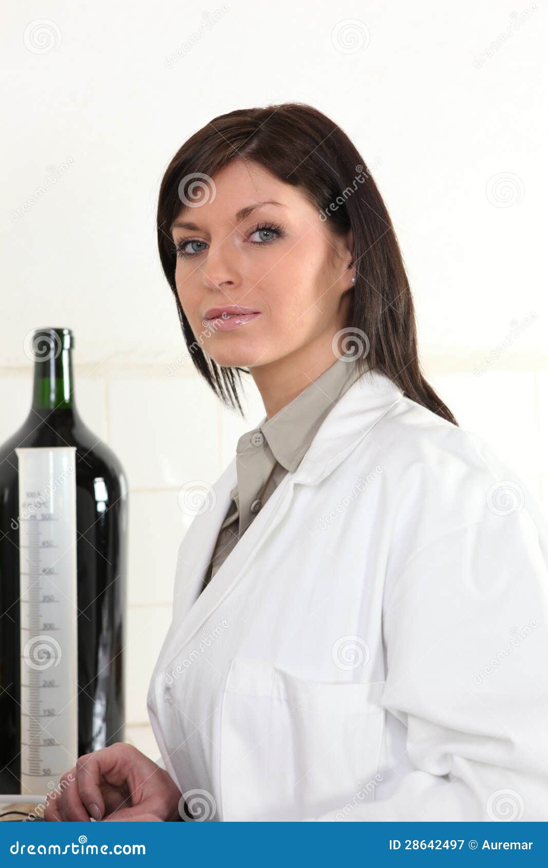 Woman in a wine laboratory stock image. Image of profession 28642497