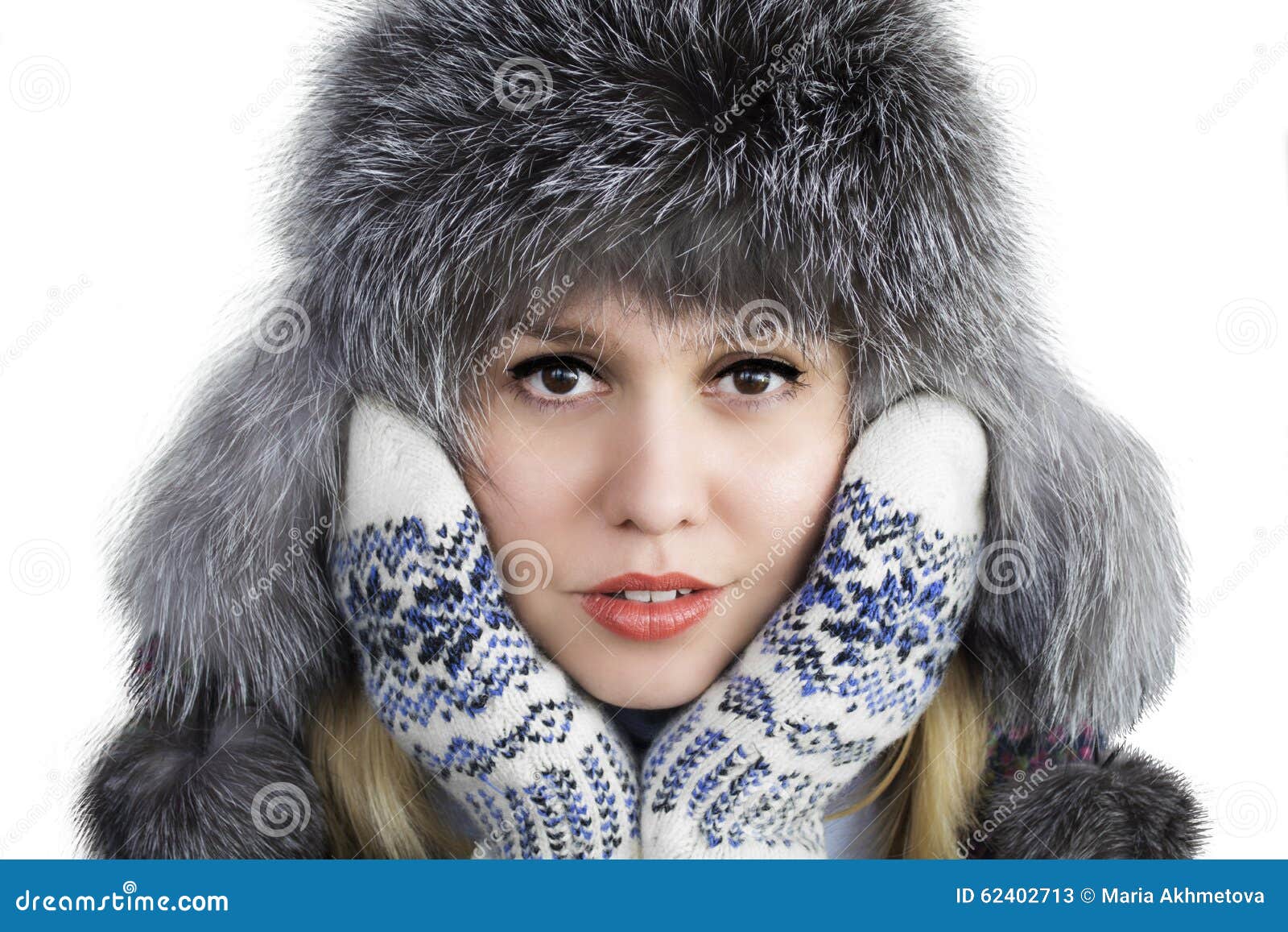 Woman in a winter hat stock image. Image of christmas 62402713