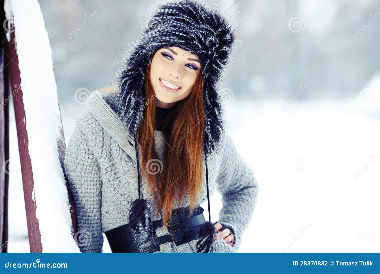 Woman Winter Portrait. Shallow Dof Stock Photo - Image of nature, smile ...