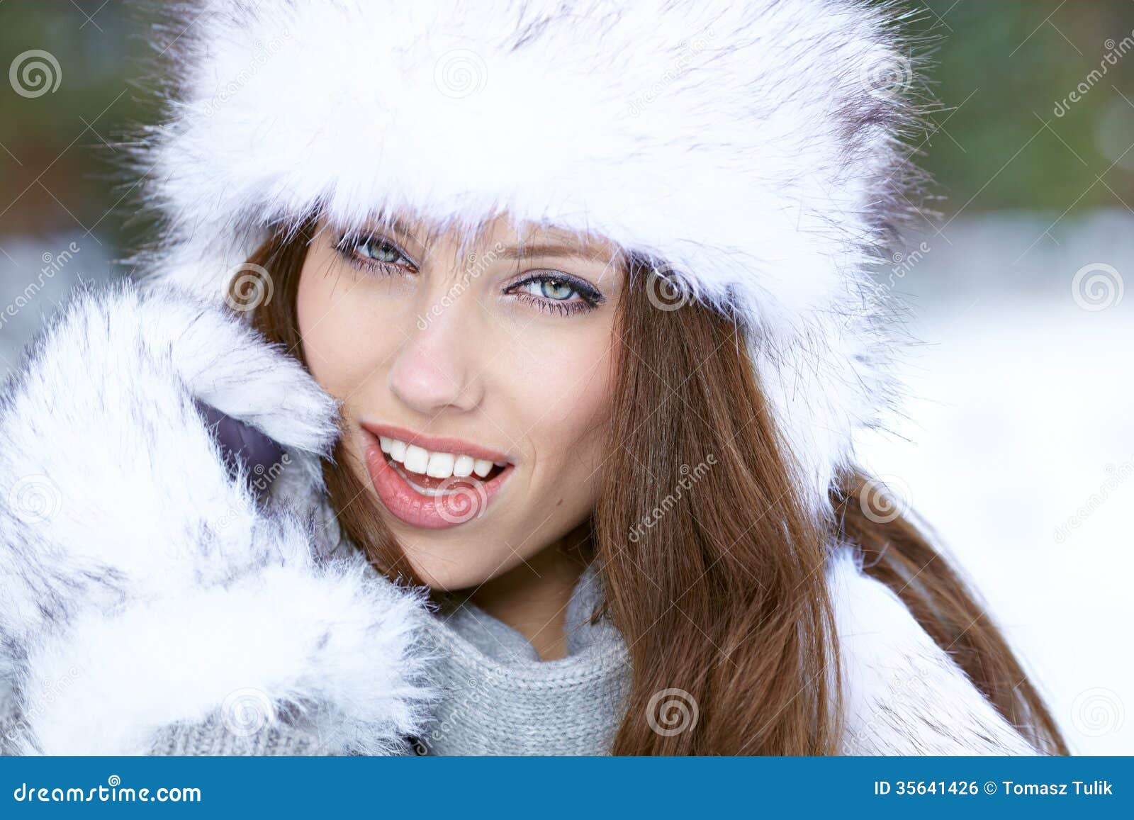 Woman Winter Portrait. Shallow Dof Stock Photo - Image of bright, girl ...