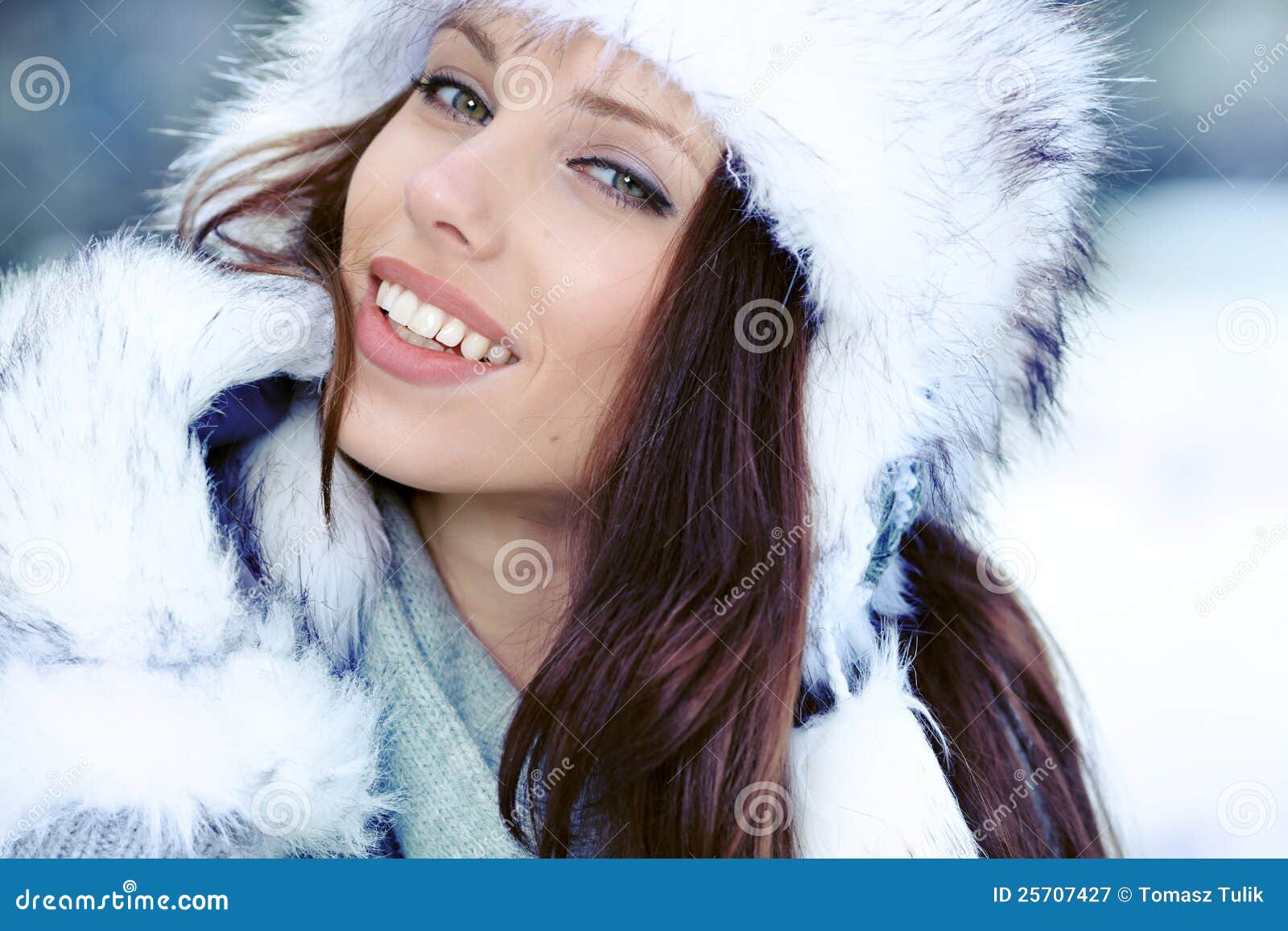 Woman in the Winter Scenery Stock Image - Image of cold, stylish: 25707427