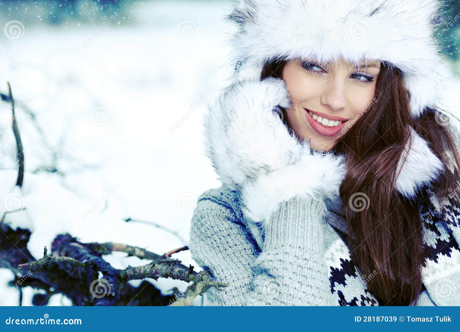 Woman in the Winter Scenery Stock Image - Image of snow, beautiful ...